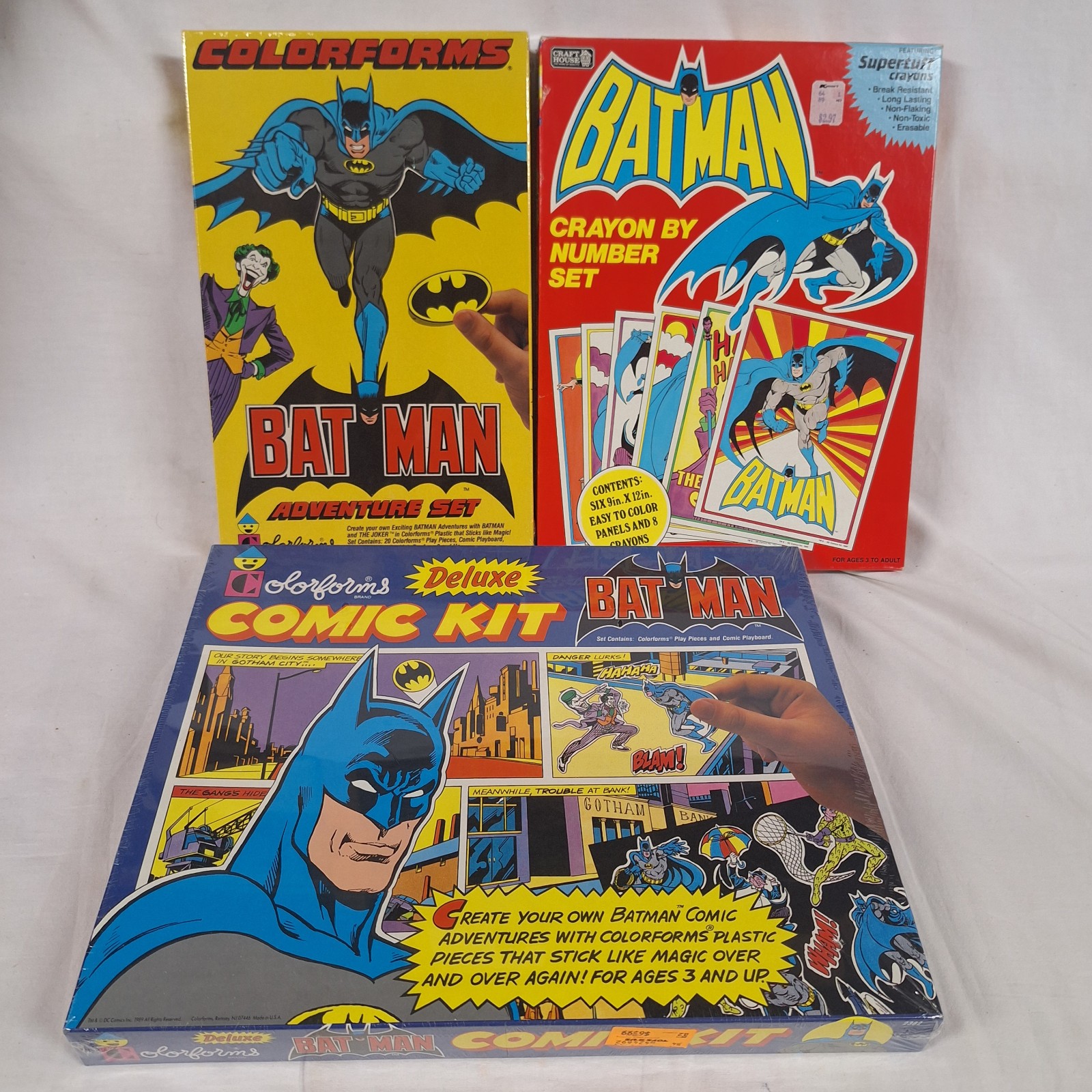 1989 Vintage Batman Toy Set of Three SEALED