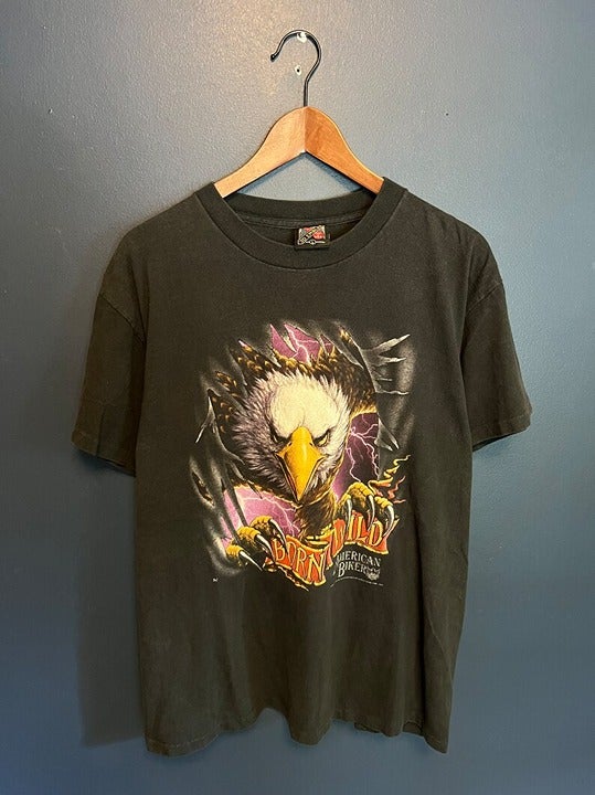 Vintage 90’s 3D Emblem Born To Be Wild Eagle T Shirt Tee Size Large