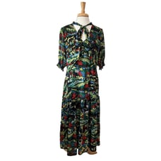 Lauren Ralph Lauren Women's 16 Black Floral Prairie Tiered Maxi Dress
