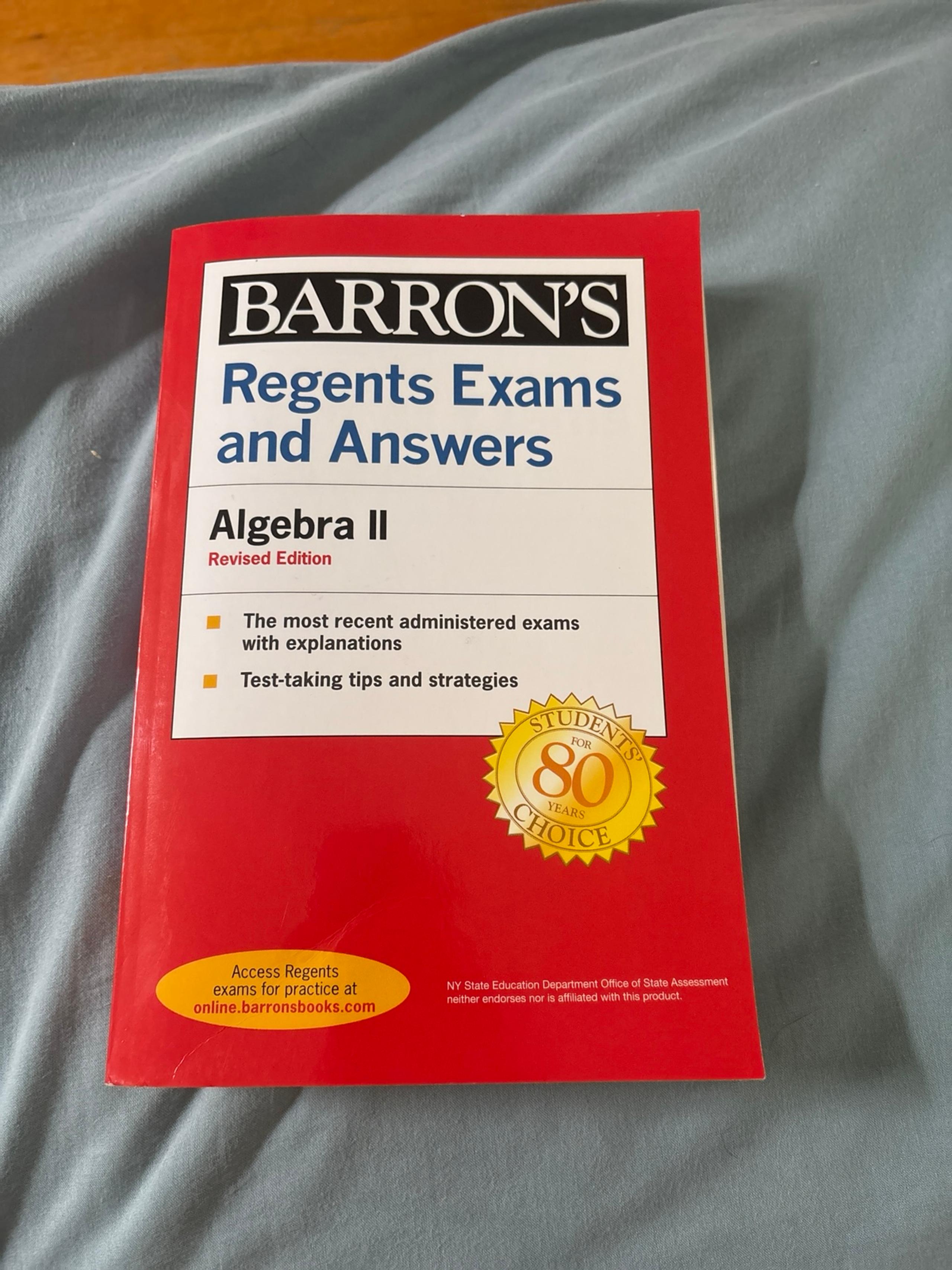Algebra 2 barrons regents prep book