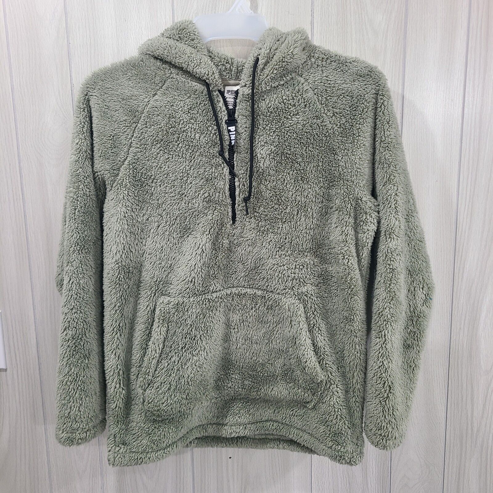 PINK Victoria’s Secret Sherpa 1/4 Zip Pullover. Green Size XS