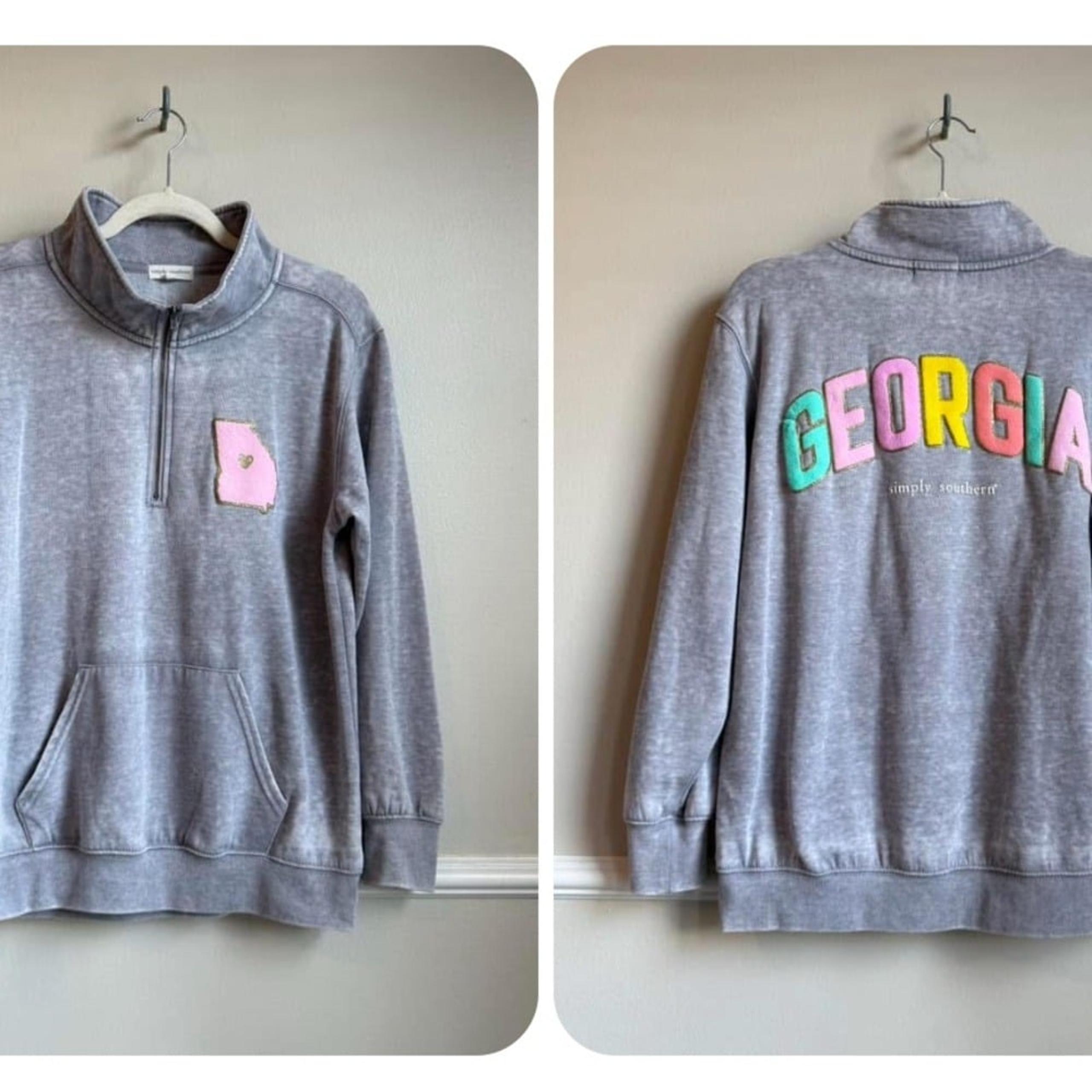 Simply Southern Georgia Quarter-Zip Knit Sweatshirt — Women's Large