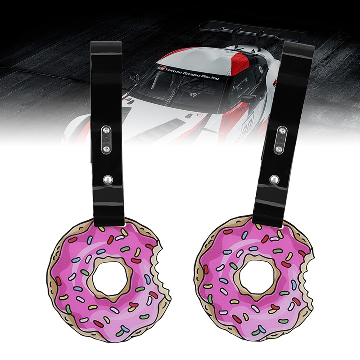 NEW 2PCS THE SIMPSONS DONUT JDM TSURIKAWA RING BLACK Handle Strap Drift Charm