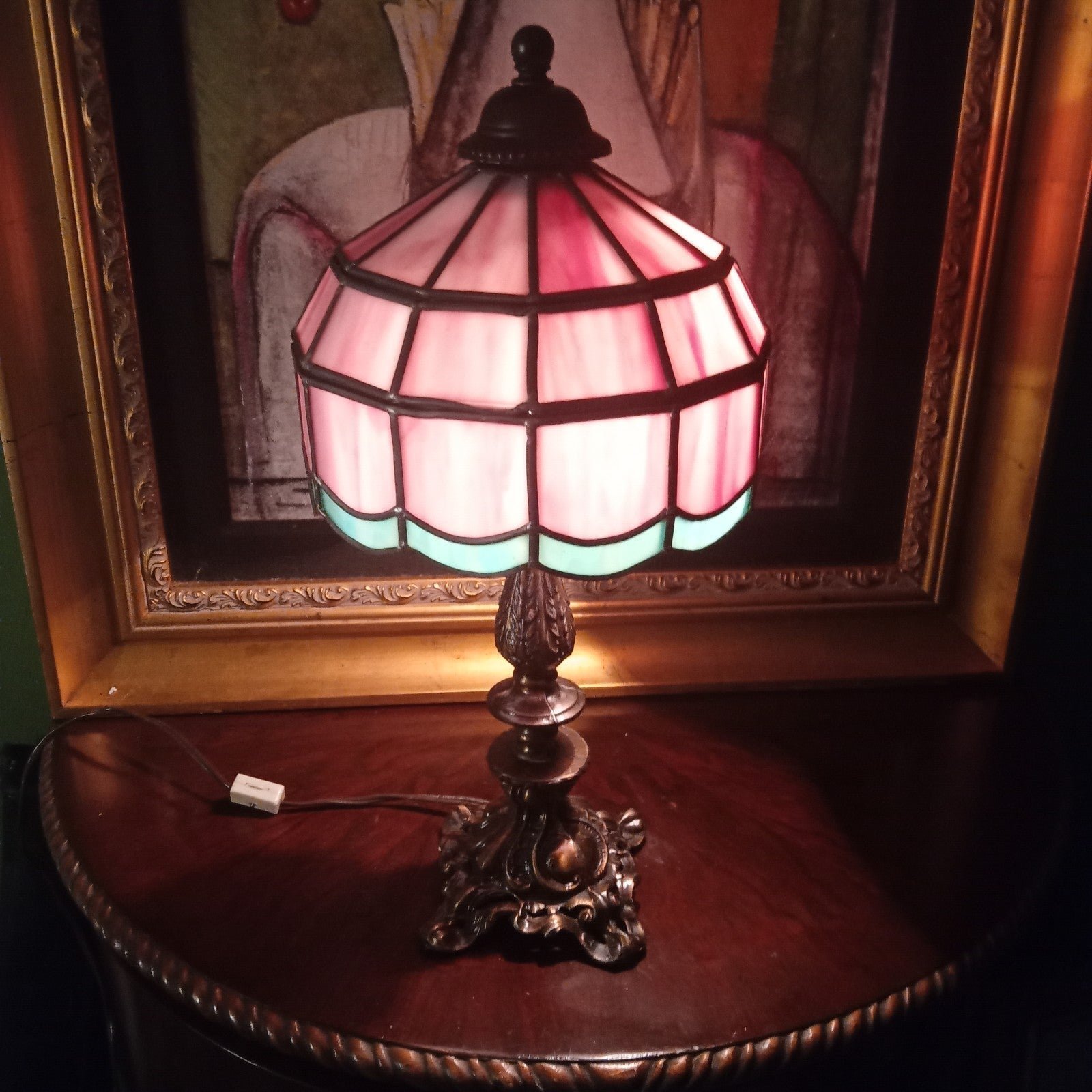 Lovely Lamp with Leaded Stained Glass Shade