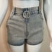 Denim crop top shirted back high waisted shorts set