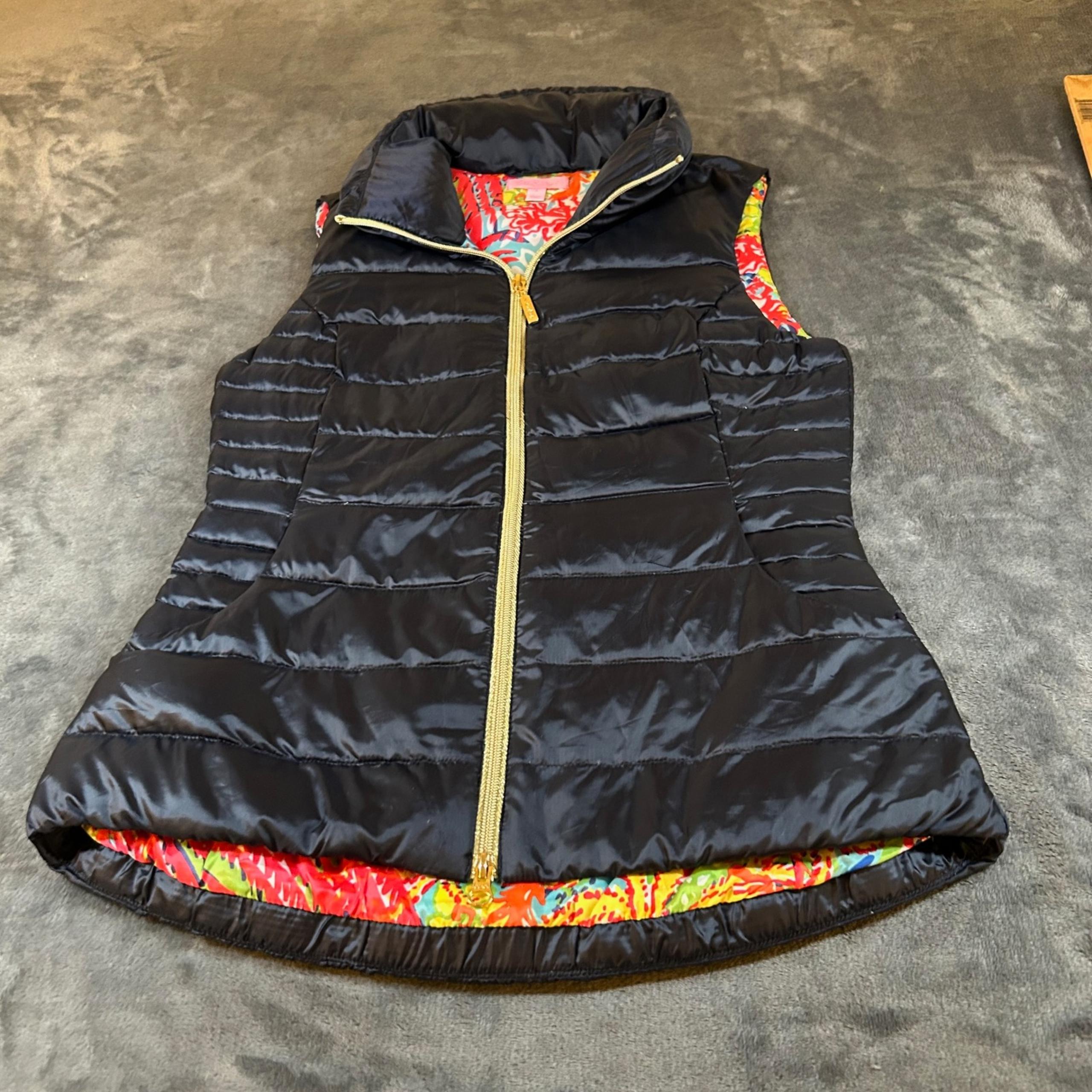 Lilly Pulitzer Packable Vest Full Zip Sleeveless Colorful Print Womens Small