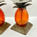Amber glass and brass pineapple duel Candle holders