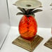 Amber glass and brass pineapple duel Candle holders