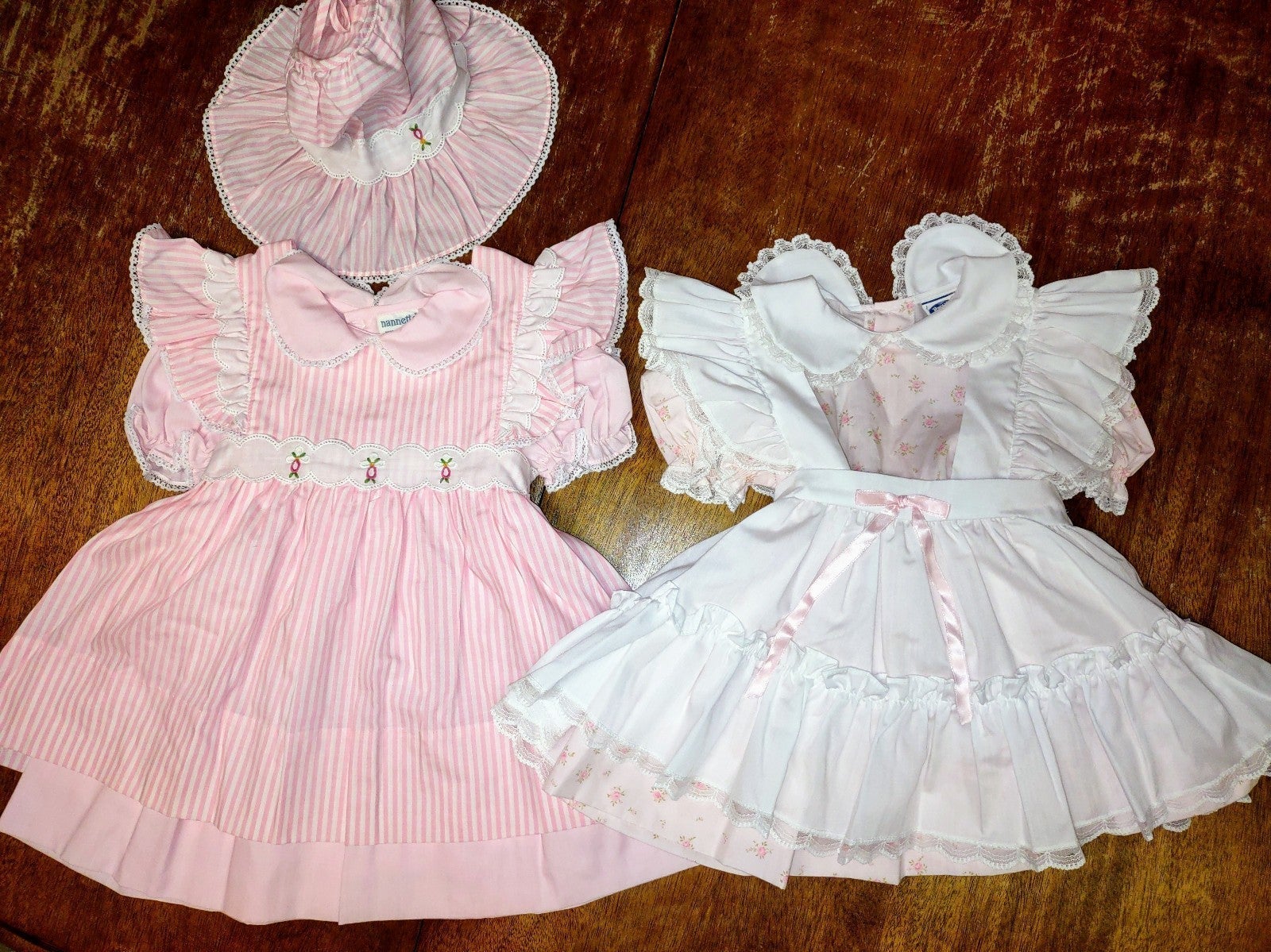 Vintage Toddler 3T Ruffle Pinafore Dress Lot
