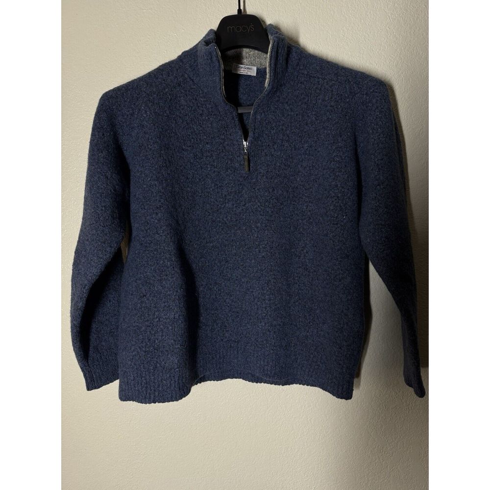 Gran Sasso 90% Cashmere 10% Lana Quarter Zip Sweater Men's Size 54 Made In Italy