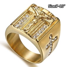 Cross Jesus Ring Charm Mens Ring size 9