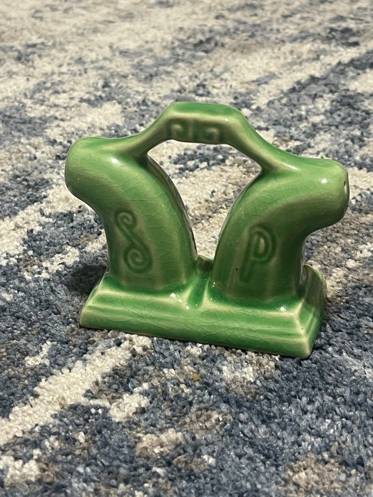 Art Deco Salt & Pepper Shaker Ceramic green