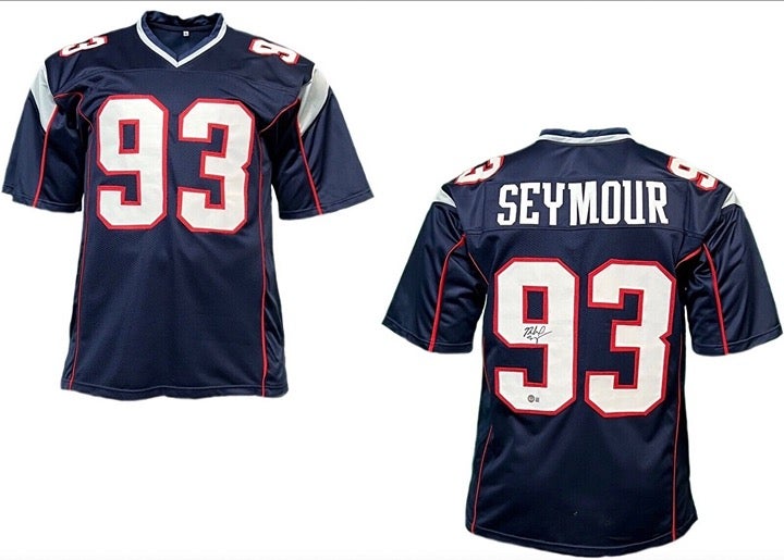 Richard Seymour Autographed Pro Style Navy Blue Football Jersey ( Beckett)