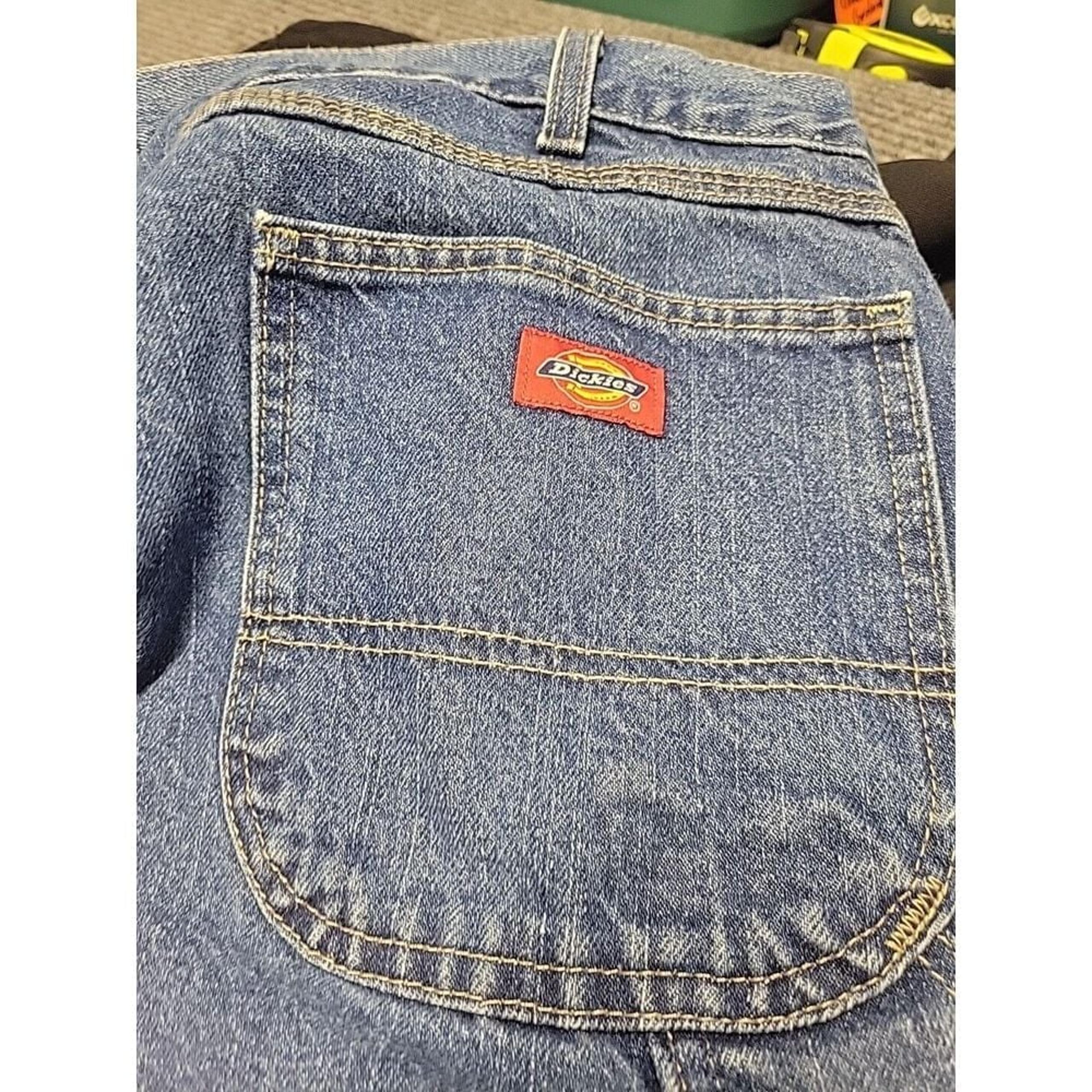 Dickies Mens 48 Carpenter Jean Shorts Blue Denim Cotton Casual Workwear Utility
