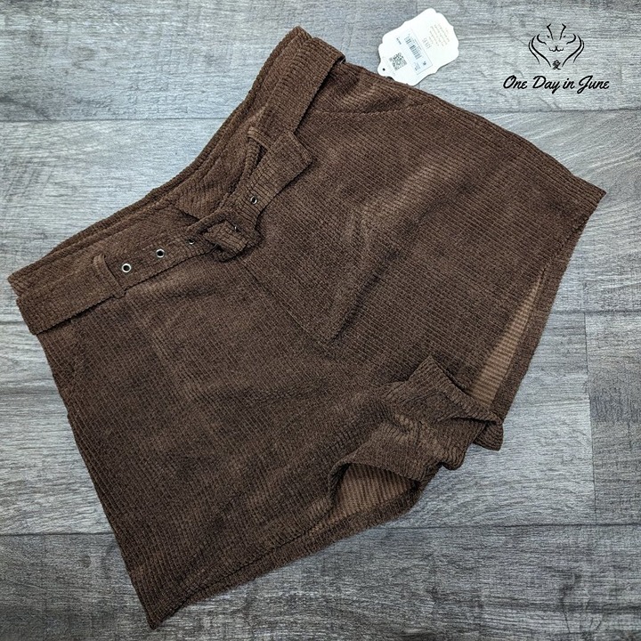Altar'd State Belted Corduroy Mini Shorts Size L