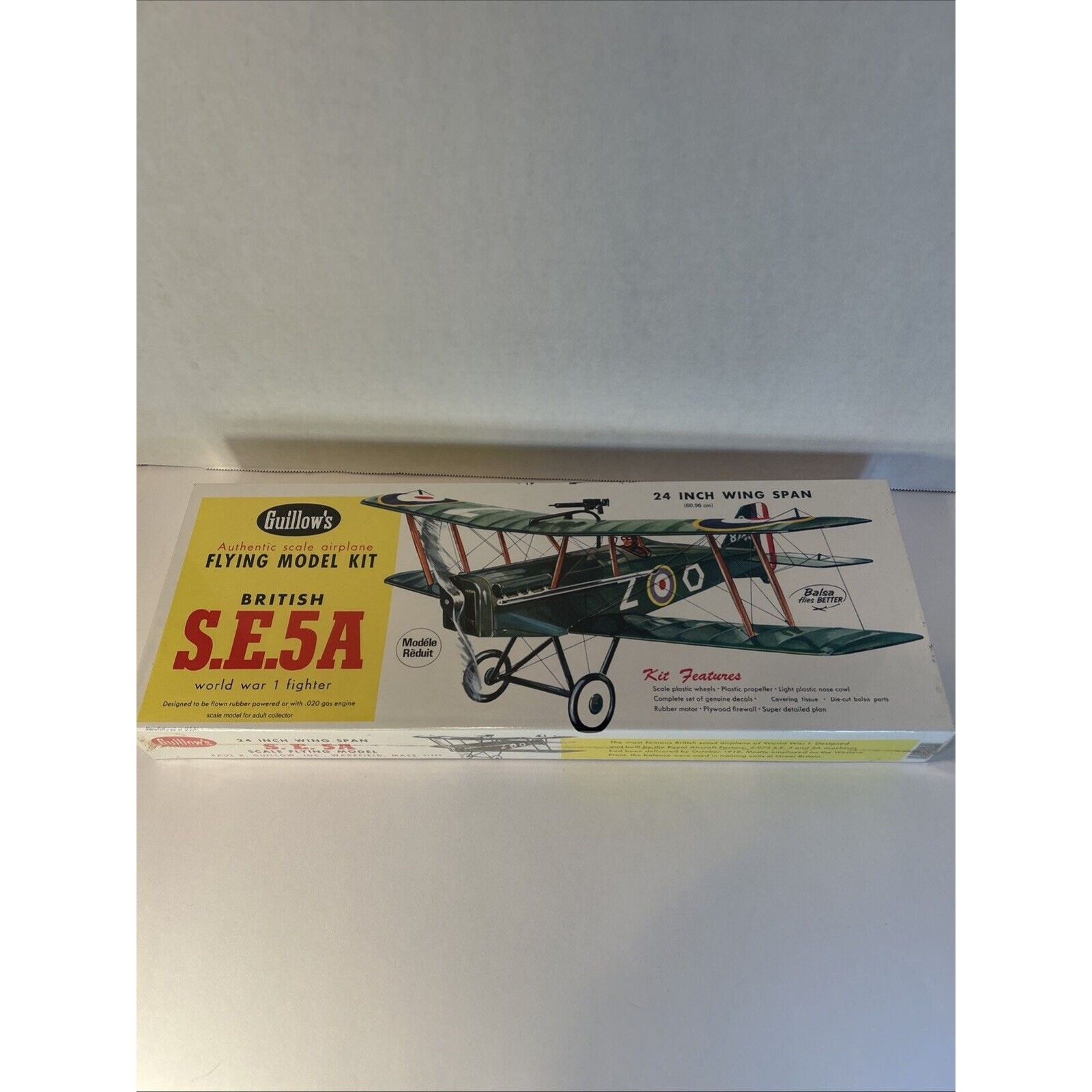 Guillow's Flying Model Kit Balsa British S.E.5A WWI Combat Fighter New Sealed