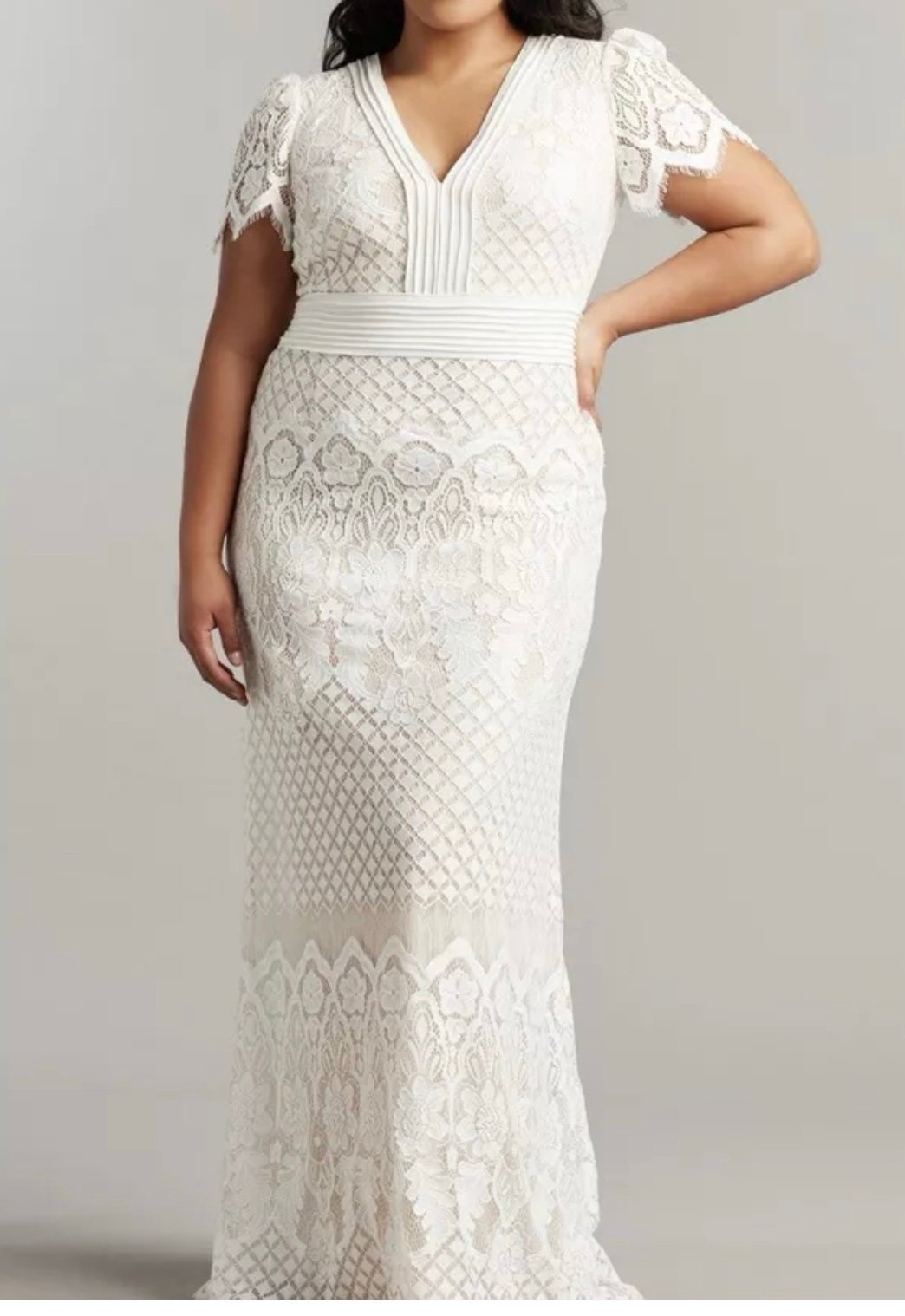 Tadashi Shoji Plus Size Lace Wedding Dress (16W)