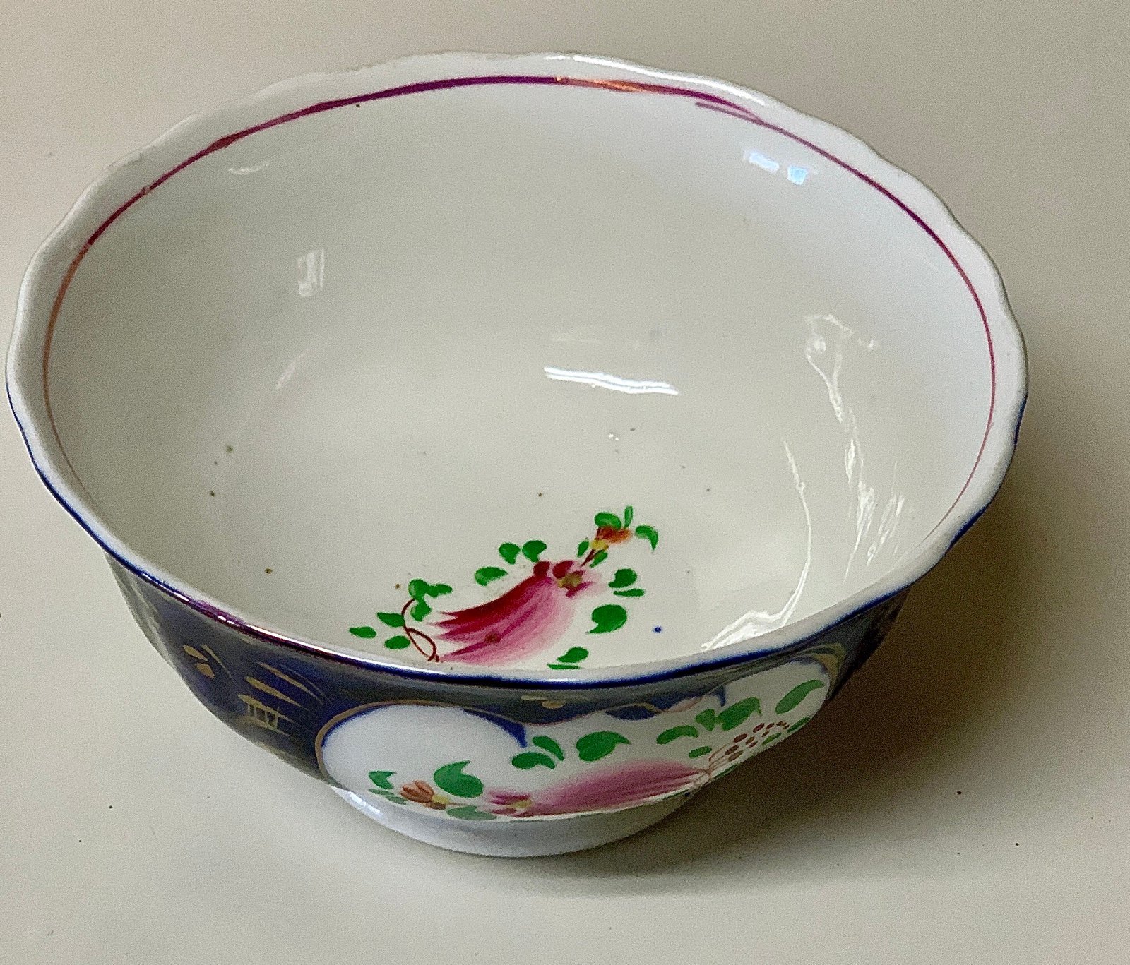 19th Century Antique Gaudy Welsh Feather Pattern Hand Painted Luster Bowl