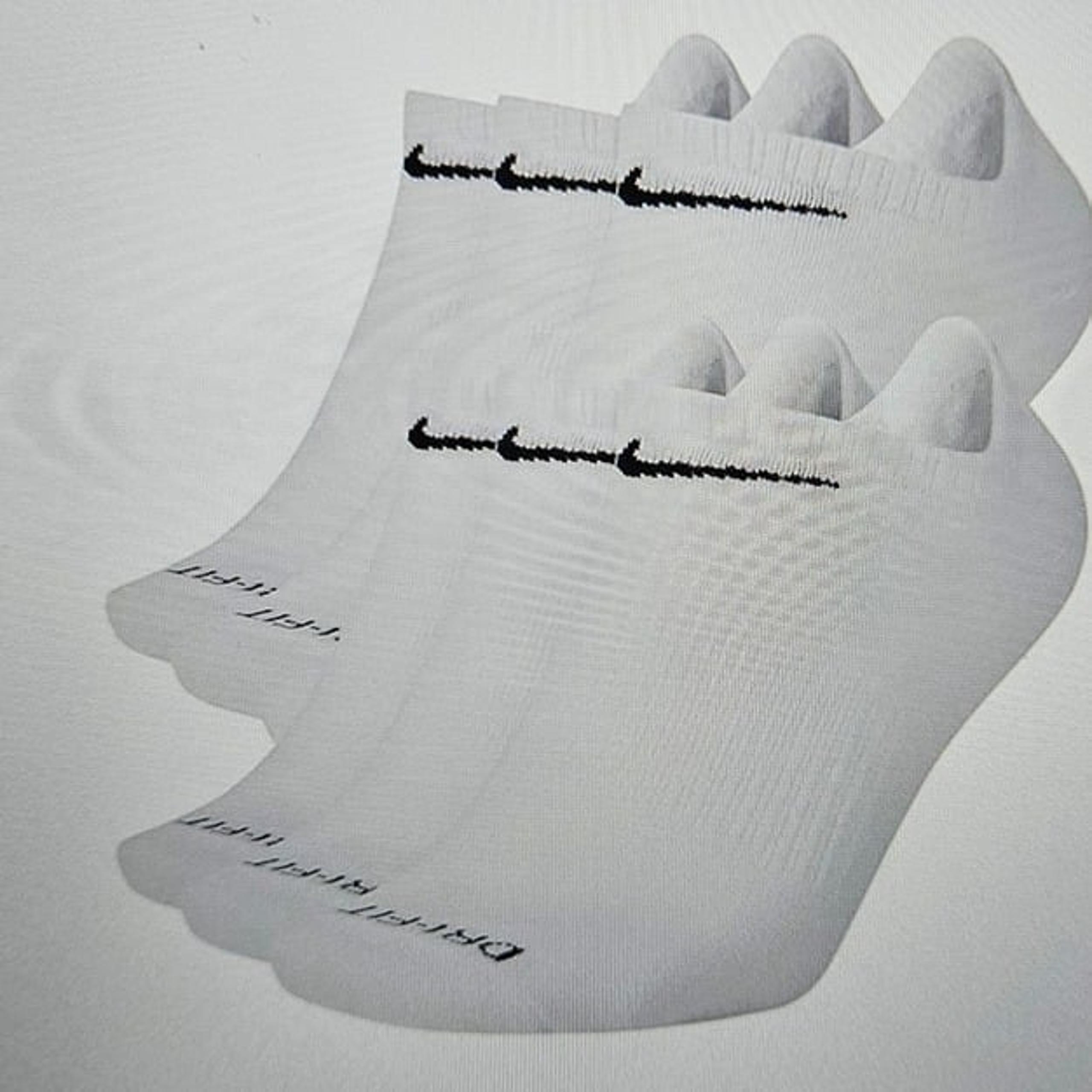 6 Pair Women's Nike No Show Socks Dri-Fit Everyday Plus White Cotton 6-Pack