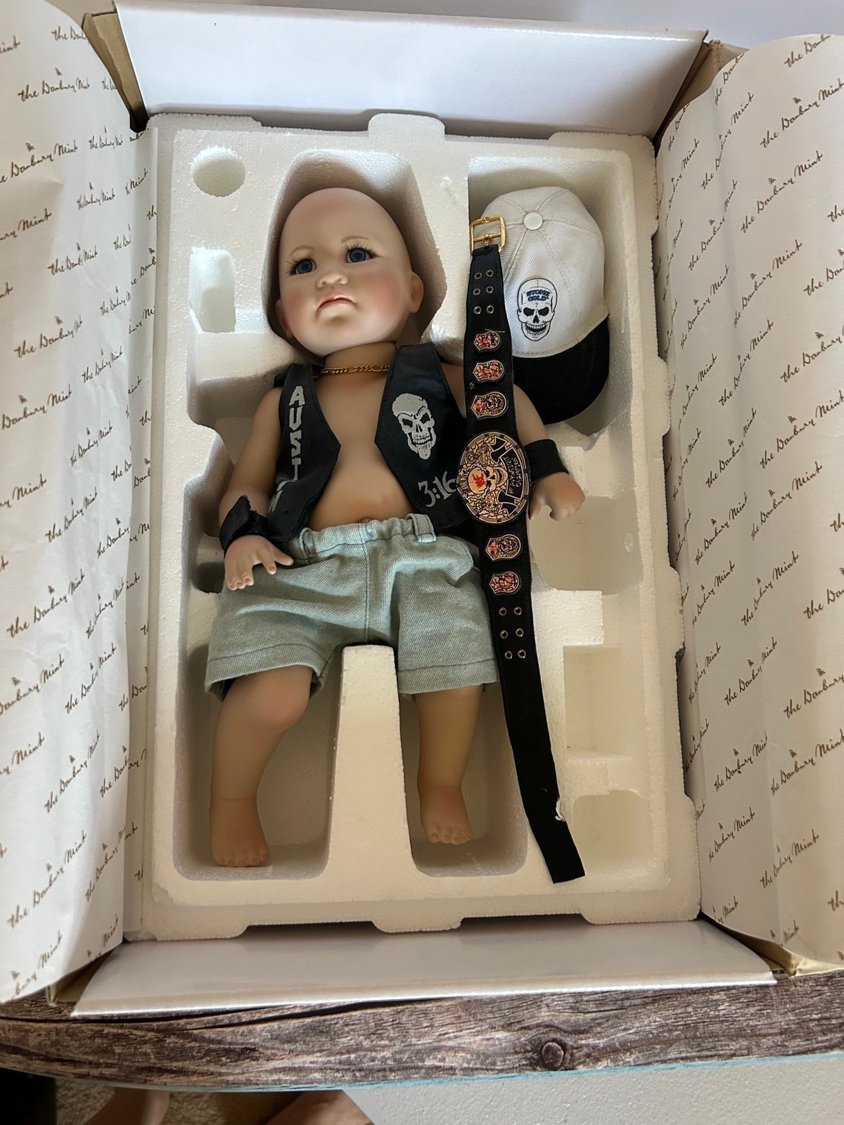 Little Stone Cold--Steve Austin-Danbury Mint- Porcelain Doll- WWF