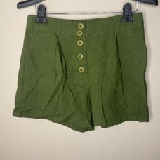 Modcloth Womens Green Button Fly High Rise Pleated Casual Shorts Size 8