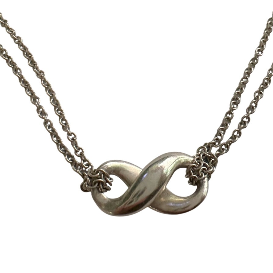 Tiffany & Co Infinity Double Chain Pendant and Necklace in Sterling 14.5 Chain