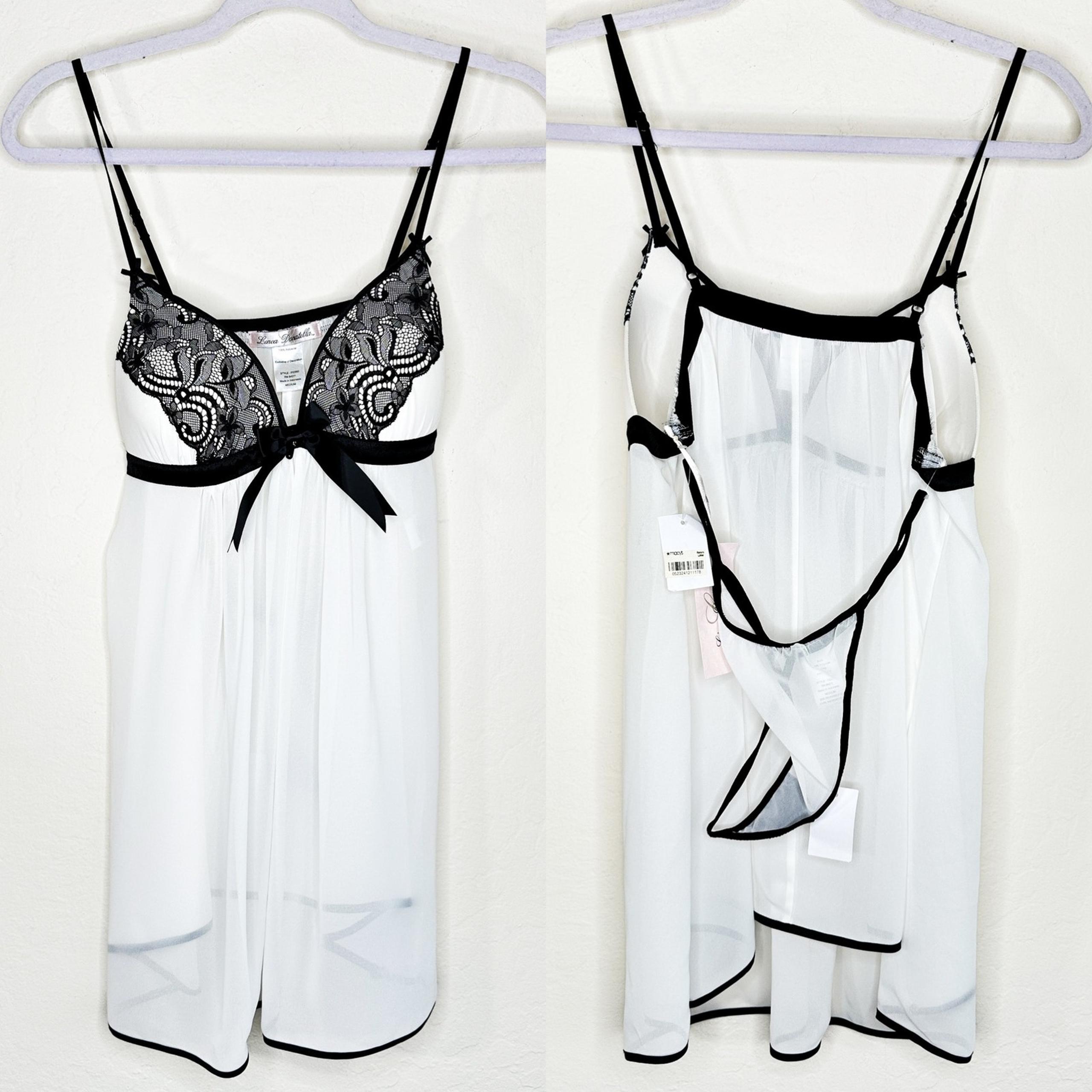 NWT Linea Donatella Fiona Lace Babydoll Chemise G String Lingerie Two Piece Set
