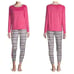 New Womens Fleece 2 Pc Pajama Set Pink Lammas Large BC1