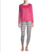 New Womens Fleece 2 Pc Pajama Set Pink Lammas Large BC1