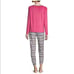 New Womens Fleece 2 Pc Pajama Set Pink Lammas Large BC1