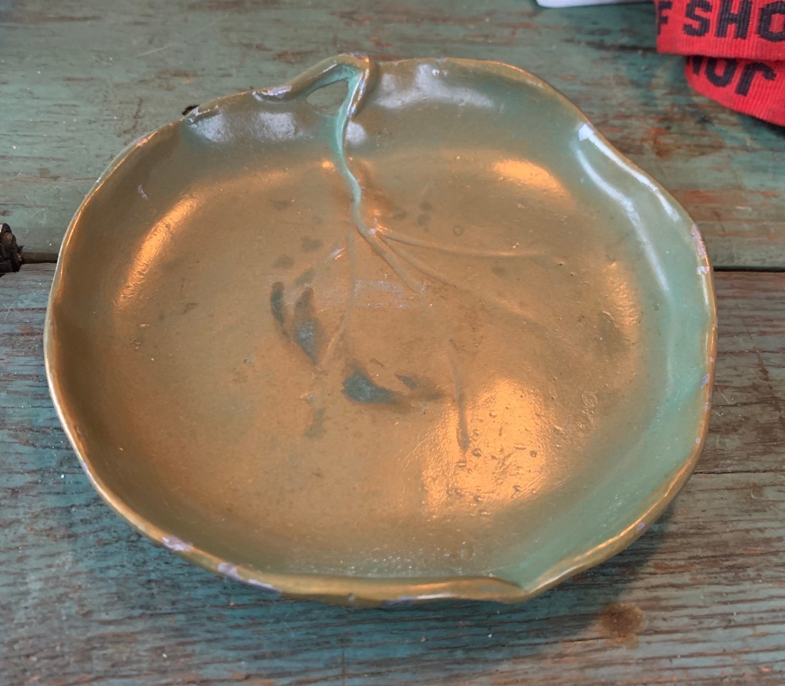 Art Nouveau Heavy Cast Metal Lilly Pad Trinket Tray