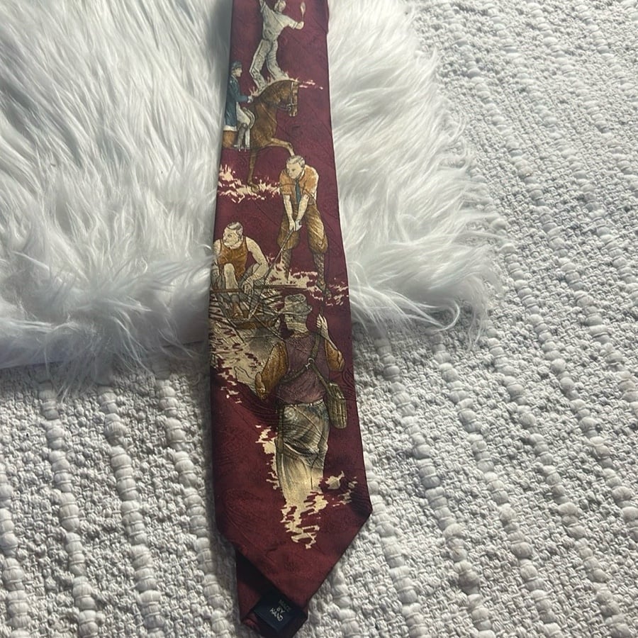 Vintage Polo By Ralph Lauren Outdoor Activities Men's Burgundy Tie 3.5” X 56”