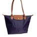 purple nylon and leather tote bag