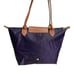 purple nylon and leather tote bag
