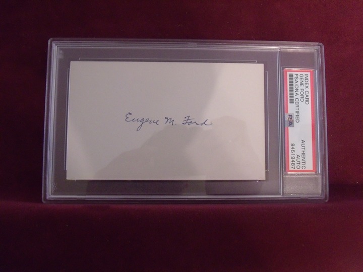 EUGENE GENE M FORD 1936-38 HAND SIGNED INDEX CARD SLABBED AUTHENTIC PSA/DNA