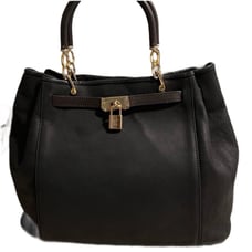 2Effe Black leather tote Village