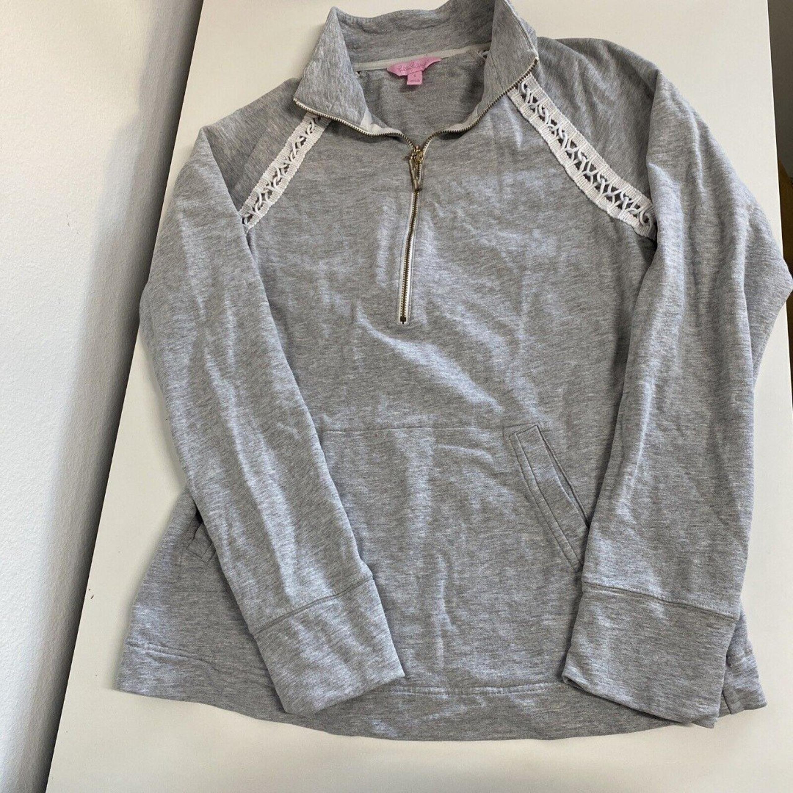 Lilly Pulitzer Skipper Popover Lace 1/2 Zip Sweater Womens Small Long Sleeve