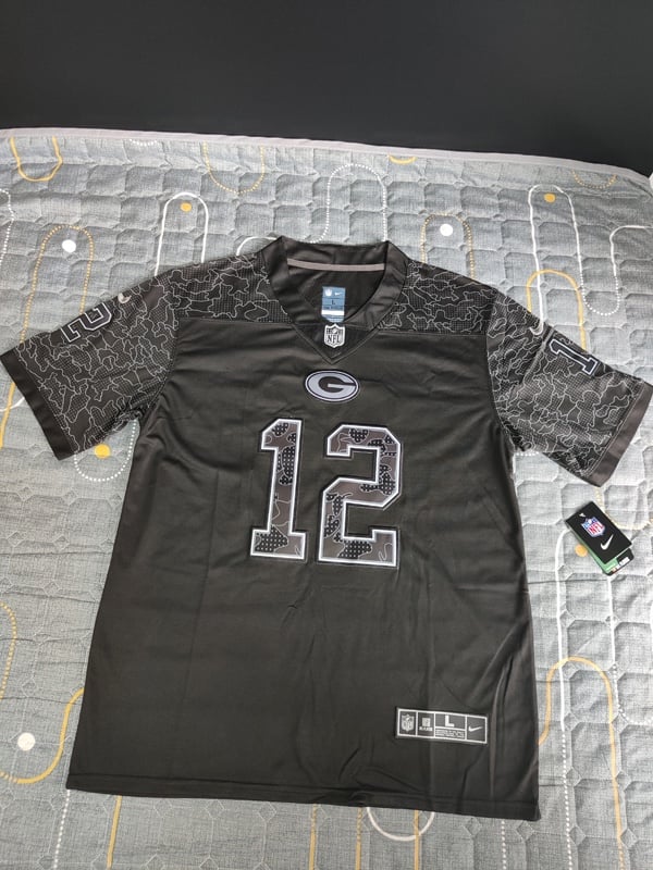 Men's Aaron Rodgers Black Green Bay Packers Jersey