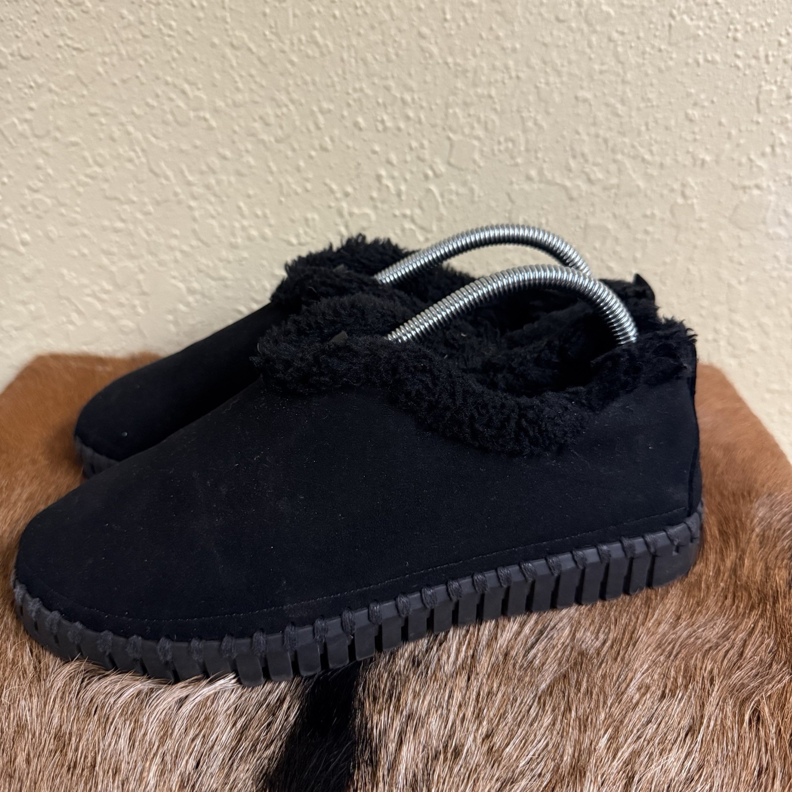 Ilse Jacobsen 39 Black 3050 Faux Shearling Tulip Slipper House Shoe Slip On