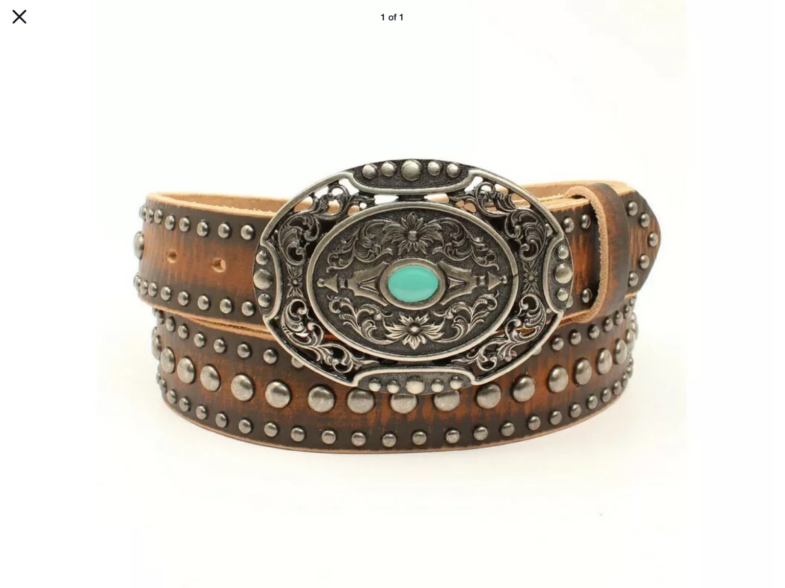 Western Style Leather Belt XL Brown