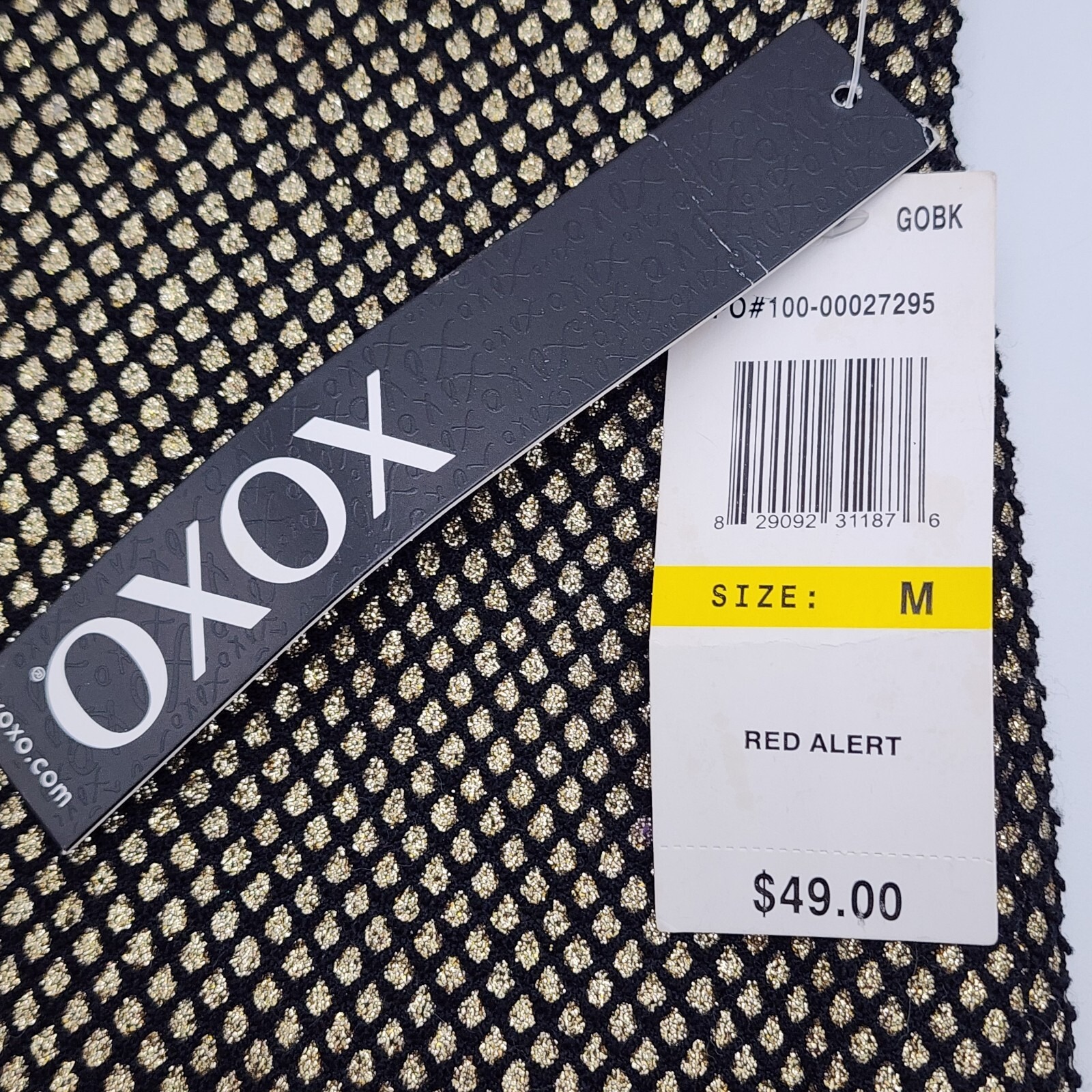 XOXO Women's BLACK GOLD ELASTIC WAIST PENCIL LINED KNEE LENGTH SKIRT SIZE M NWT