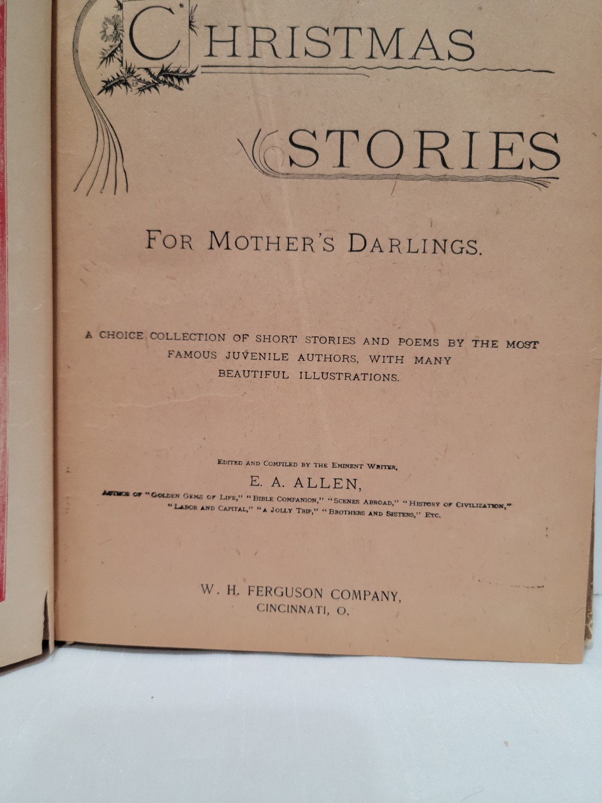 1890's Christmas Stories for Mothers Darlings EA Allen illustrated Anthology HC - detail