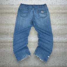 Vintage Carhartt Jeans Relaxed Fit Light Wash Work Wear Denim White Logo 90s