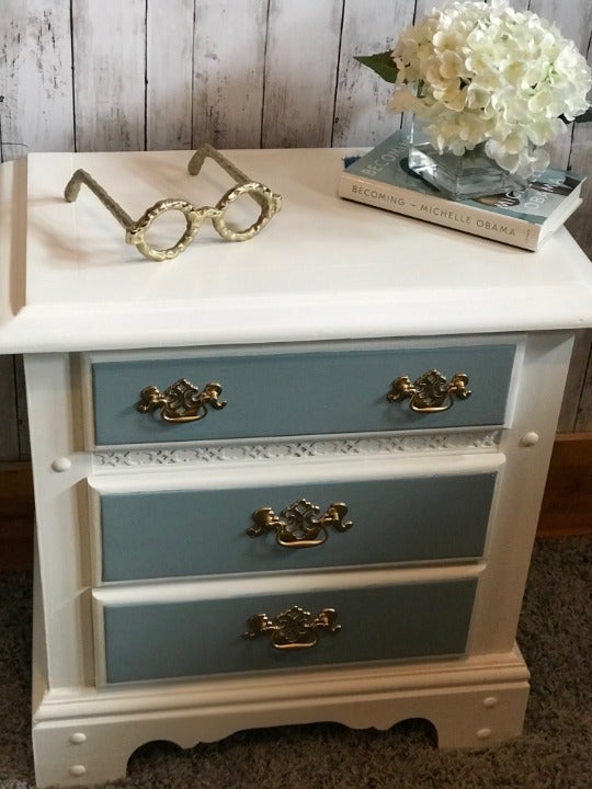 Teal Blue and White side table