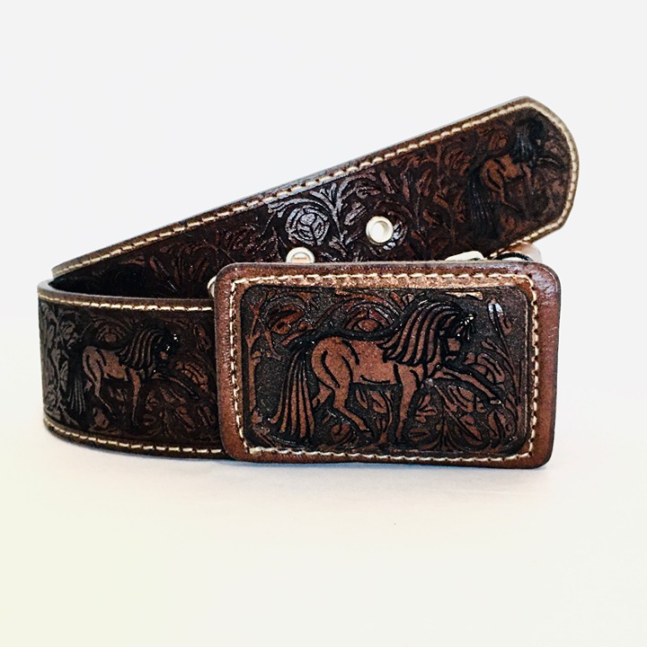 MENS WESTERN LEATHER BELT HAND TOOLED FOR JEANS SIZE 32/34. CINTO VAQUERO CHARRO