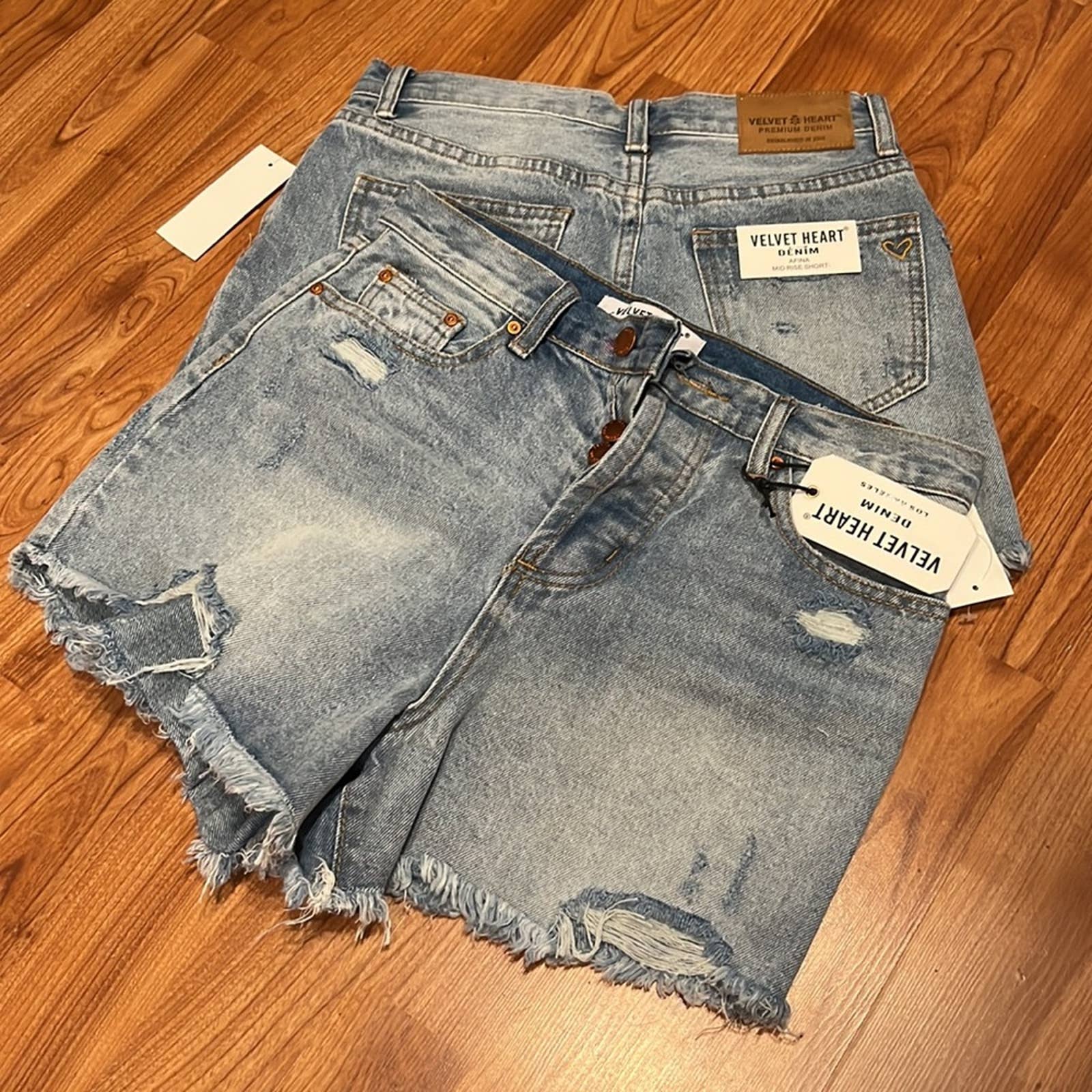 Afina mid rise denim shorts