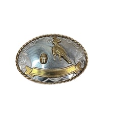 Vintage Roping Nickle Silver Cowboy Barrel Race / Horse Buckle Western