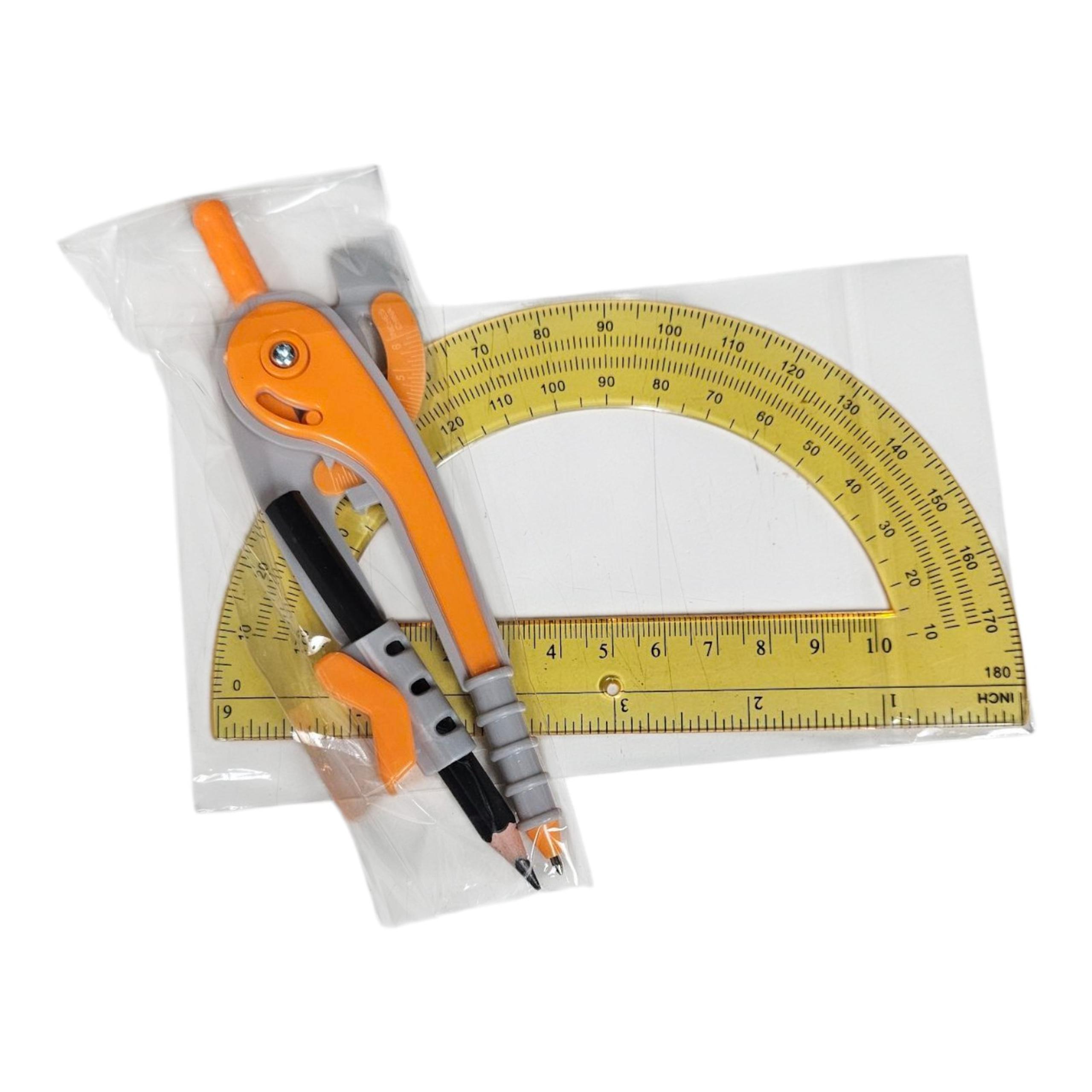 NWOT Student Compass & Protractor Set Math Geometry School 6"  180 Degree