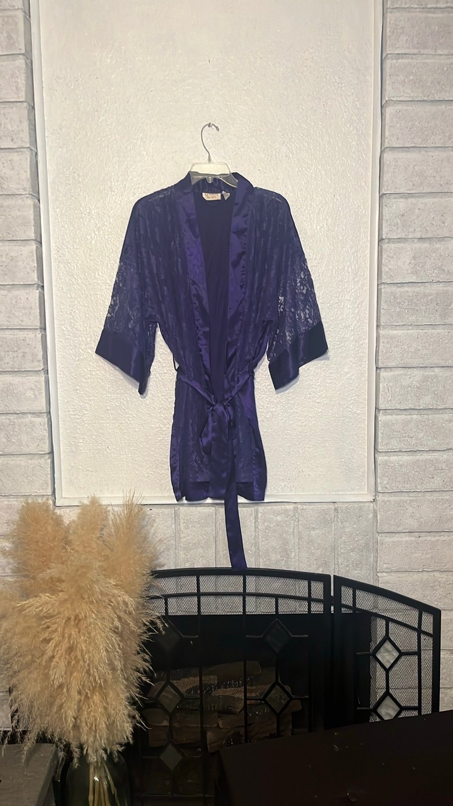 Vintage gold label Victoria’s Secret purple lace, short robe -one size