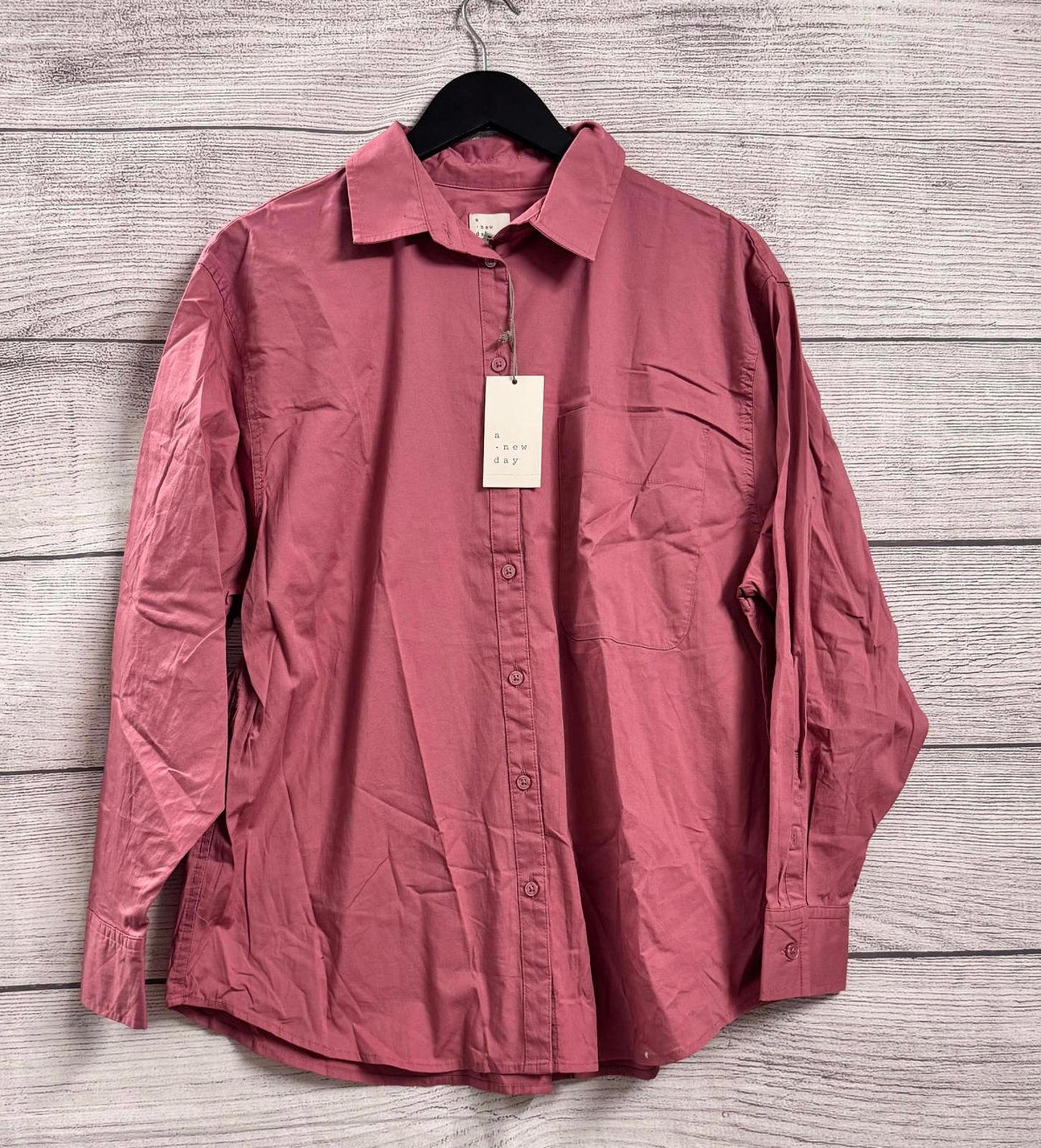 A New Day Mauve Button Up Blouse Women Size Medium